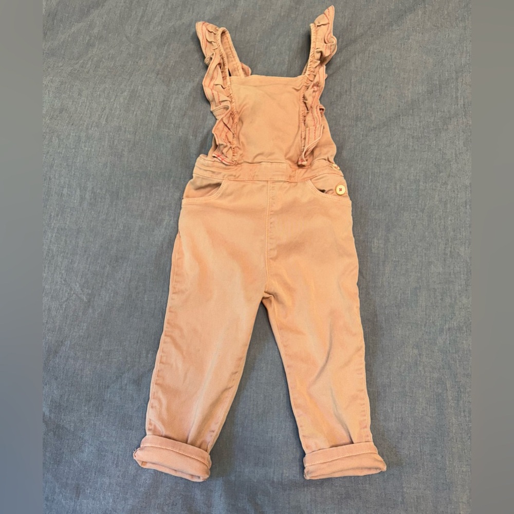 Zara Pink Overalls with Ruffle Accents